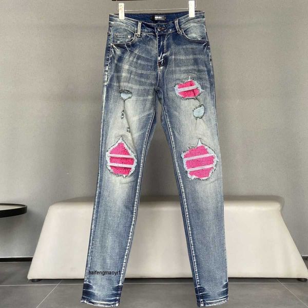 patch amirs men's jeans designer holes fashion pants cool stylish stretch leisure ripped brand pleated slim ins 81r7, Blue
patch amirs men's jeans designer holes fashion pants cool stylish stretch leisure ripped brand pleated slim ins 81r7, Blue