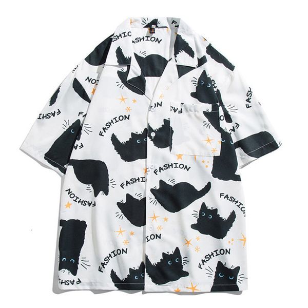 men's casual shirts korean fashion mens black cat full print summer short sleeve camisa oversize masculino shirt 230428, White;black
men's casual shirts korean fashion mens black cat full print summer short sleeve camisa oversize masculino shirt 230428, White;black