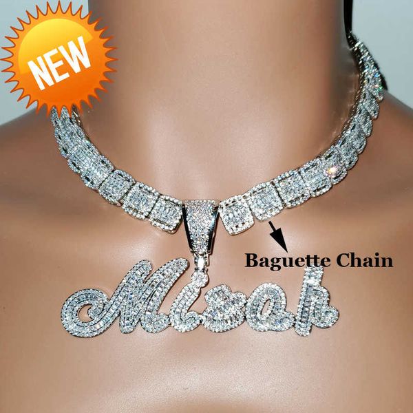custom brush cursive iced out letter pendant name necklace baguettes chain micro paved cz personalized hiphop jewelry, Silver
custom brush cursive iced out letter pendant name necklace baguettes chain micro paved cz personalized hiphop jewelry, Silver