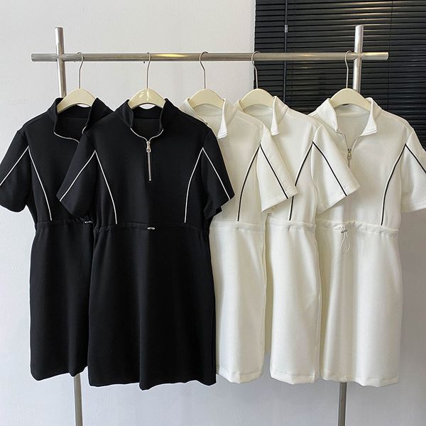 high end loose fitting and slimming dress 2023 summer women's sports style zipper design with contrast color skirt for women's clo, Black;gray
high end loose fitting and slimming dress 2023 summer women's sports style zipper design with contrast color skirt for women's clo, Black;gray