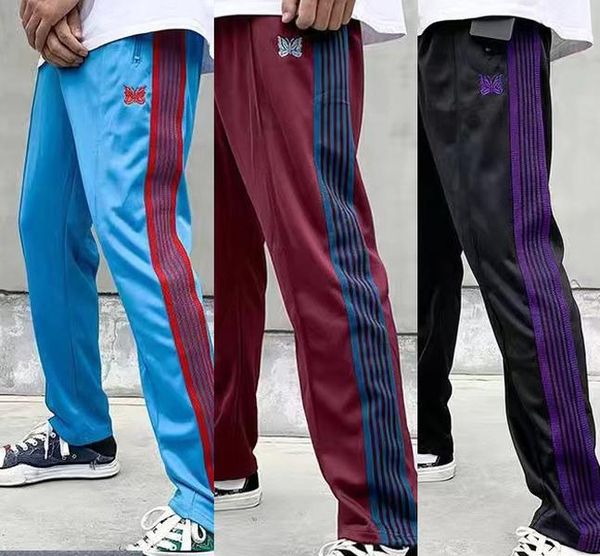 men's trousers needles 3 colors fashion sweatpants butterfly embroidered side stripe women long pants drawstring pants a2, Black
men's trousers needles 3 colors fashion sweatpants butterfly embroidered side stripe women long pants drawstring pants a2, Black