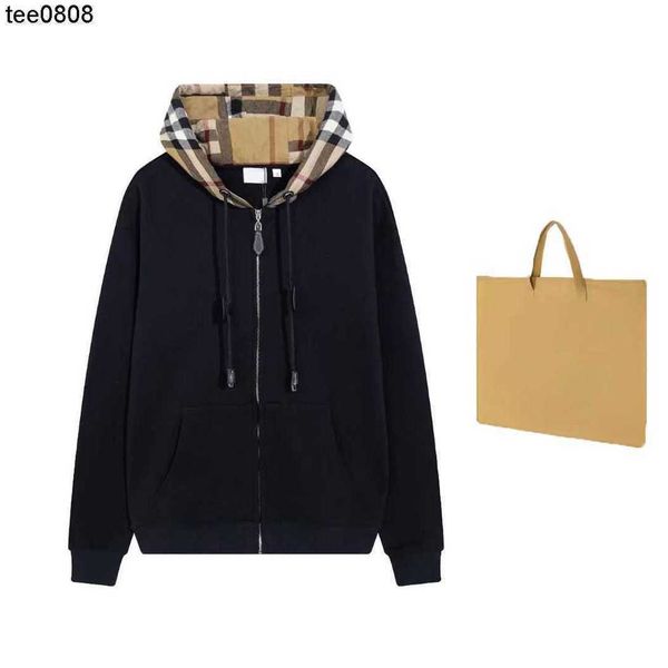 designer autumn/winter 2022 new burbrerys classic plaid stripe patch hat casual couple zipper hooded sweater coat size xxl, Black
designer autumn/winter 2022 new burbrerys classic plaid stripe patch hat casual couple zipper hooded sweater coat size xxl, Black