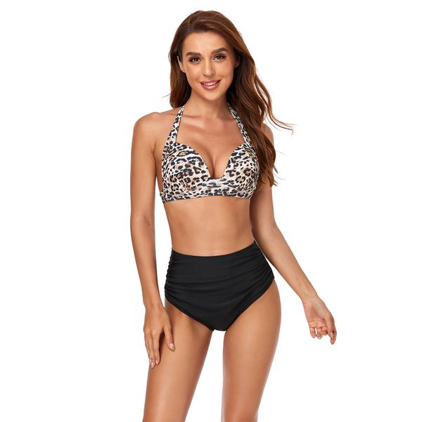 leopard two-pieces bikinis sets for women halter lace-up high-waist pleated briefs black swimsuits beachwear 2023 summer bathing suits girls, White;black
leopard two-pieces bikinis sets for women halter lace-up high-waist pleated briefs black swimsuits beachwear 2023 summer bathing suits girls, White;black