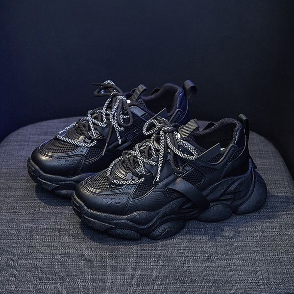 womens shoes casual flats chunky sneakers female breathable thick sole sport platform shoes lace-up round toe sneaker, Black
womens shoes casual flats chunky sneakers female breathable thick sole sport platform shoes lace-up round toe sneaker, Black