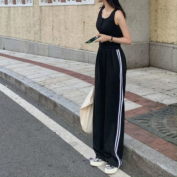 women's pants capris stripe patchwork black sweatpants women autumn korean style fashion baggy joggers casual all-match high waist trou, Black;white
women's pants capris stripe patchwork black sweatpants women autumn korean style fashion baggy joggers casual all-match high waist trou, Black;white