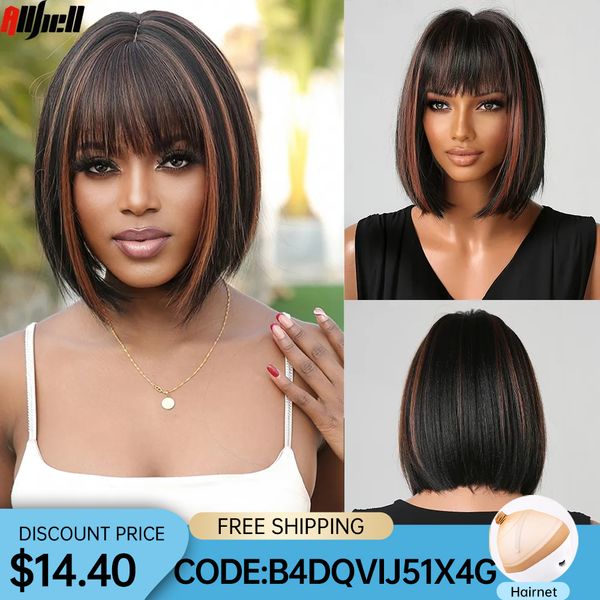 black straight synthetic hair wigs with bangs short bob red highlights wigs for women daily cosplay natural wig heat resistantfa
black straight synthetic hair wigs with bangs short bob red highlights wigs for women daily cosplay natural wig heat resistantfa