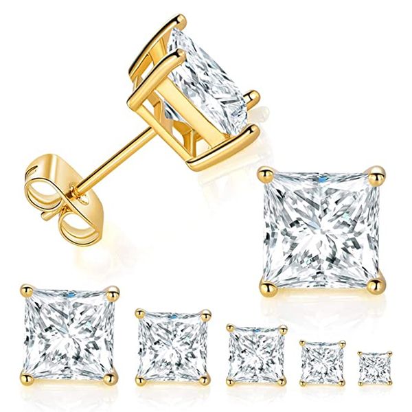 5 pairs 14k yellow gold plated princess cut clear cubic zirconia stud earring set 3mm 4mm 5mm 6mm 7mm, Golden;silver
5 pairs 14k yellow gold plated princess cut clear cubic zirconia stud earring set 3mm 4mm 5mm 6mm 7mm, Golden;silver