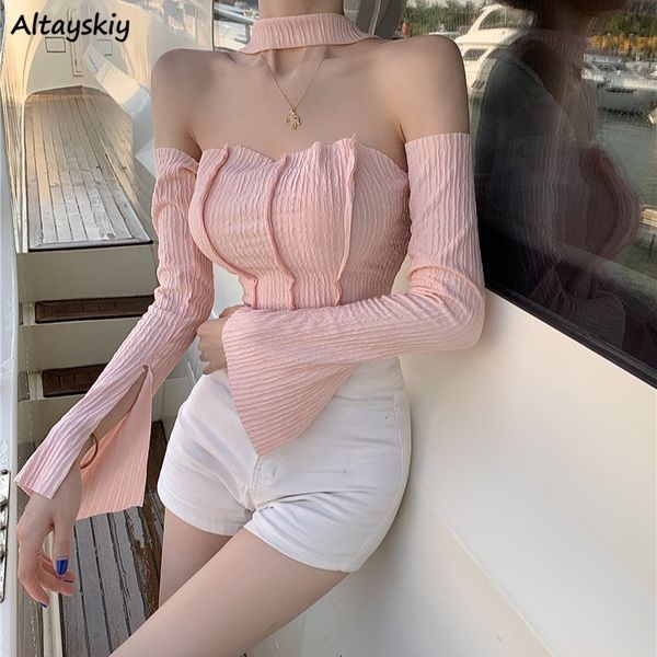 women's t shirt long sleeve t shirt off shoulder sweet gentle design halter slim holiday korean style classic summer crop 230428, White
women's t shirt long sleeve t shirt off shoulder sweet gentle design halter slim holiday korean style classic summer crop 230428, White