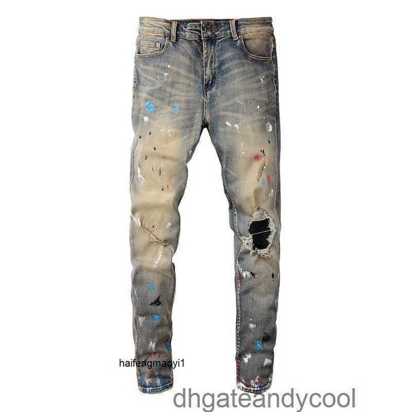 pleated amirs denim jeans designer torn pants man ouchao brand jeans washed are worn out painted slim-fitting pants worn out cat whiskers lt, Blue
pleated amirs denim jeans designer torn pants man ouchao brand jeans washed are worn out painted slim-fitting pants worn out cat whiskers lt, Blue