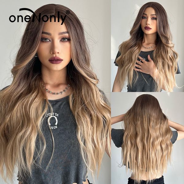 synthetic wig ombre blonde brown long wigs middle part hair wig for women daily natural wavy heat resistant fiberfactory direct, Black
synthetic wig ombre blonde brown long wigs middle part hair wig for women daily natural wavy heat resistant fiberfactory direct, Black
