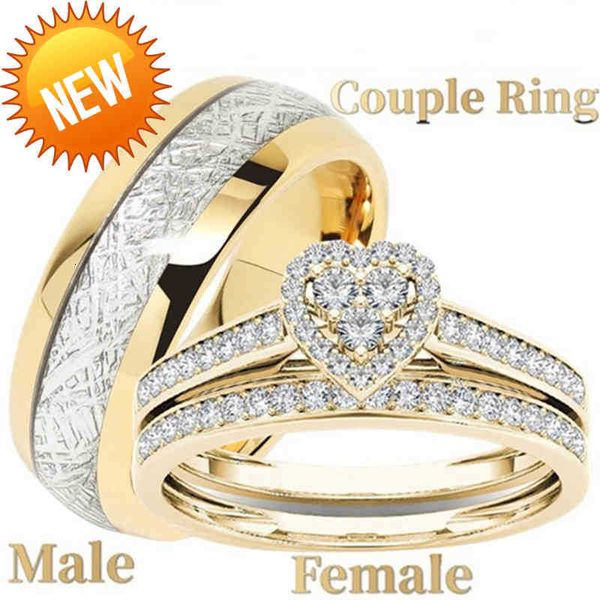 couple rings for women trendy heart moissanite gold promise wedding engagement set mens stainless steel anillos, Slivery;golden
couple rings for women trendy heart moissanite gold promise wedding engagement set mens stainless steel anillos, Slivery;golden