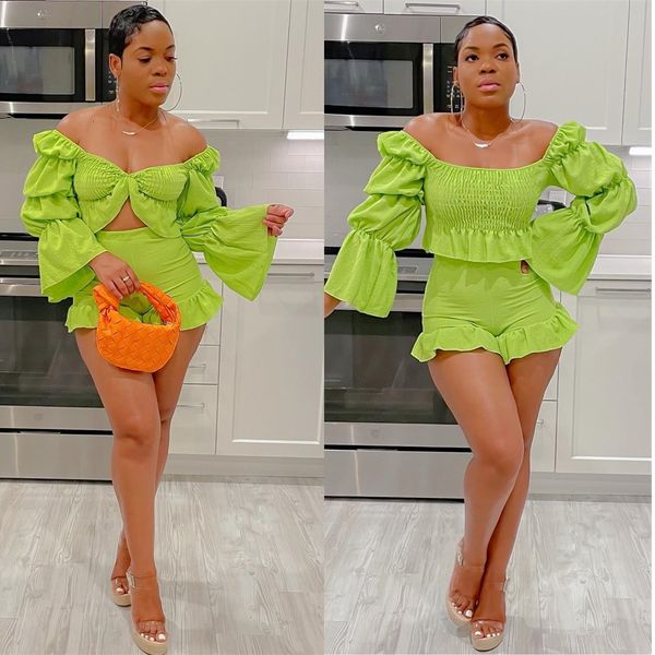 party dresses summer ruffle two piece set women fashion solid holiday style elastic puff sleeve shirt shorts 230428, White;black
party dresses summer ruffle two piece set women fashion solid holiday style elastic puff sleeve shirt shorts 230428, White;black