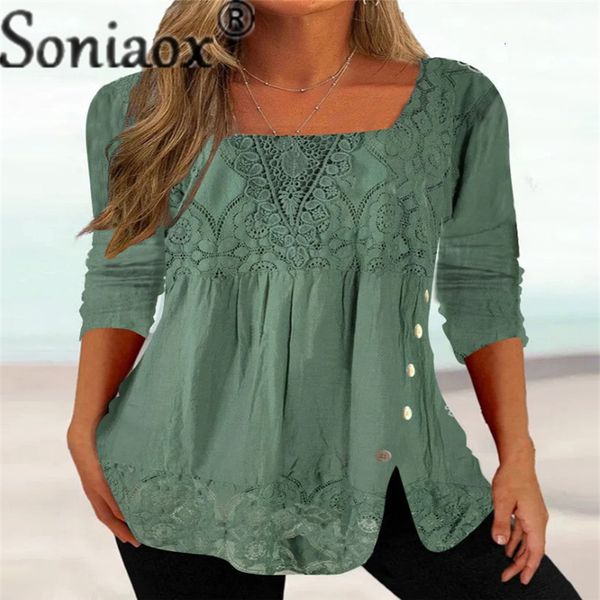 women's blouses shirts elegant button decoration split hem female casual shrink waist square neck pullover shirt women summer lace pat, White
women's blouses shirts elegant button decoration split hem female casual shrink waist square neck pullover shirt women summer lace pat, White