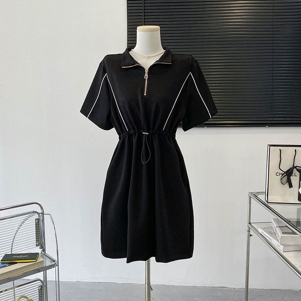 high end loose fitting and slimming dress 2023 summer sports style zipper design with contrast color skirt for women's clothing nkm6, Black;gray
high end loose fitting and slimming dress 2023 summer sports style zipper design with contrast color skirt for women's clothing nkm6, Black;gray