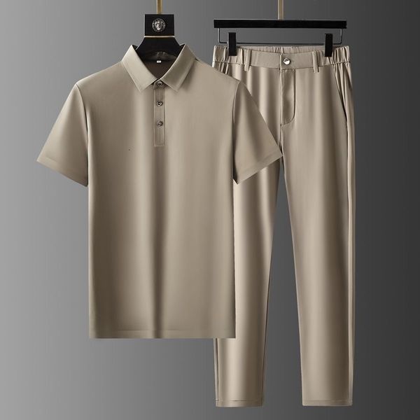 men's tracksuits ice silk elastic tracksuit summer thin sets quick drying polo shirt casual pants two piece set lapel sports suit 23042, Gray
men's tracksuits ice silk elastic tracksuit summer thin sets quick drying polo shirt casual pants two piece set lapel sports suit 23042, Gray