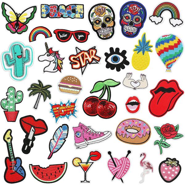 notions 32 pcs assorted styles embroidered patches cute fruit flower rainbow skull applique kit decoration iron on patches for clothing jack, Black
notions 32 pcs assorted styles embroidered patches cute fruit flower rainbow skull applique kit decoration iron on patches for clothing jack, Black