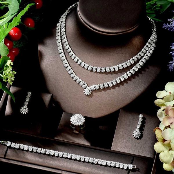 link, chain dubai african women wedding necklace and earrings set flower design zirconia diamond jewelry set party accessories, Black
link, chain dubai african women wedding necklace and earrings set flower design zirconia diamond jewelry set party accessories, Black