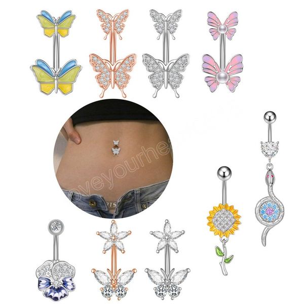 butterfly belly button ring piercing dangled navel ring sunflower stainless steel belly ring for women jewelry, Silver
butterfly belly button ring piercing dangled navel ring sunflower stainless steel belly ring for women jewelry, Silver