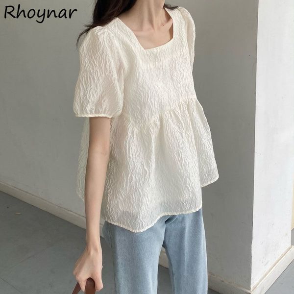 women's t shirt puff sleeve t shirt sweet elegant folds square collar summer streetwear korean style holiday all match leisure cozy ins, White
women's t shirt puff sleeve t shirt sweet elegant folds square collar summer streetwear korean style holiday all match leisure cozy ins, White