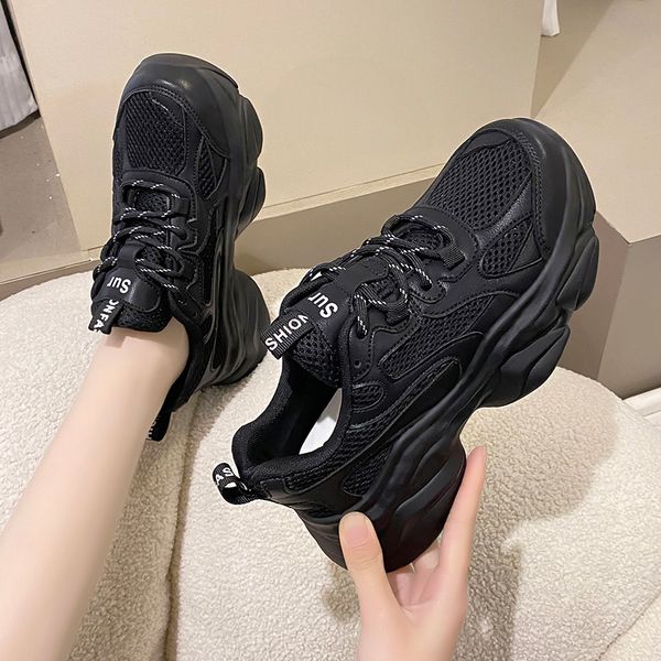 women platform sneakers new spring fashion vulcanize shoes ladies quality mesh casual shoes chunky trainers ladies, Black
women platform sneakers new spring fashion vulcanize shoes ladies quality mesh casual shoes chunky trainers ladies, Black