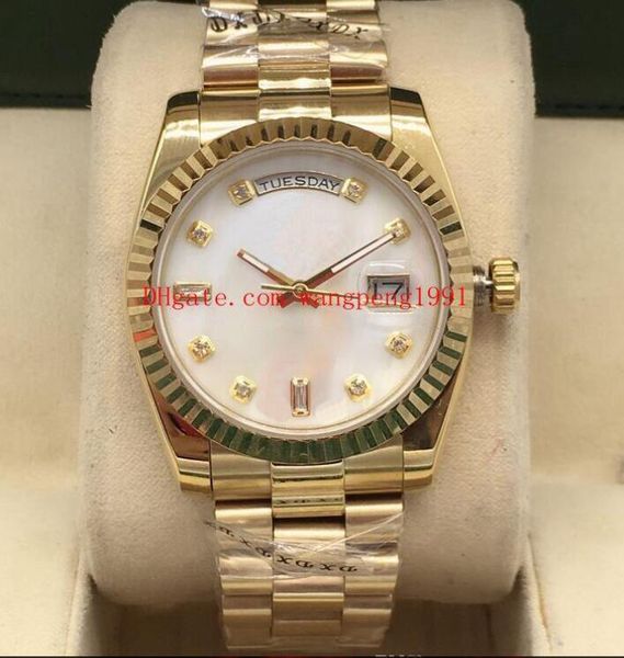 women's watch 36mm green diamond dial sapphire stainless steel president strap luminous neutral wristwatches, Slivery;brown
women's watch 36mm green diamond dial sapphire stainless steel president strap luminous neutral wristwatches, Slivery;brown