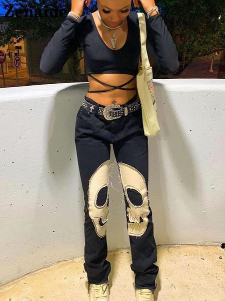 jeans zenaide 2022 summer skull print low rise cargo jeans pants streetwear women goth denim trousers cyber y2k aesthetic black grunge, Blue
jeans zenaide 2022 summer skull print low rise cargo jeans pants streetwear women goth denim trousers cyber y2k aesthetic black grunge, Blue