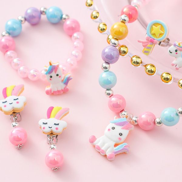 cartoon children's unicorn beaded necklace set bracelet necklace ring earrings diy jewelry set girl heart children's gift
cartoon children's unicorn beaded necklace set bracelet necklace ring earrings diy jewelry set girl heart children's gift