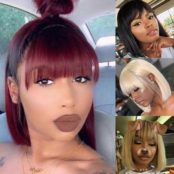 synthetic wigs short bob wig with bangs straight brazilian remy hair wigs for women human glueless full machine made 230227, Black
synthetic wigs short bob wig with bangs straight brazilian remy hair wigs for women human glueless full machine made 230227, Black