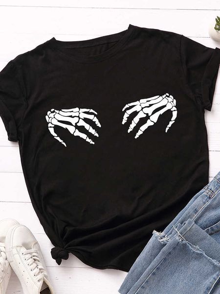 chest skeleton hand print women t shirt short sleeve o neck loose women tshirt ladies tee shirt clothes camisetas, White
chest skeleton hand print women t shirt short sleeve o neck loose women tshirt ladies tee shirt clothes camisetas, White