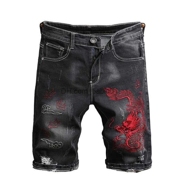 men's shorts summer hole men's denim shorts quality embroidered black slim street short jeans chinese style ripped stretch knee le, White;black
men's shorts summer hole men's denim shorts quality embroidered black slim street short jeans chinese style ripped stretch knee le, White;black