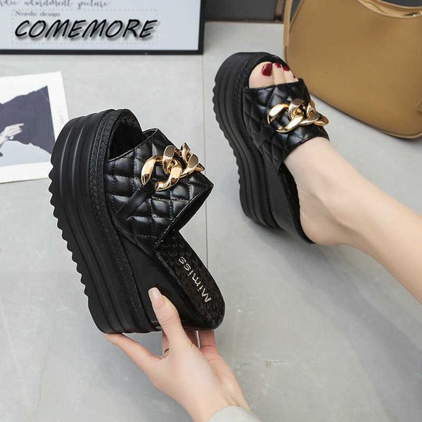 slippers wedges heels12cm super high heels fashion women slippers metain chain height increasing slides woman wedding shoes new platform j23, Black
slippers wedges heels12cm super high heels fashion women slippers metain chain height increasing slides woman wedding shoes new platform j23, Black