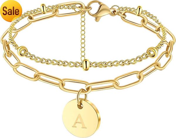 joycuff layer initial bracelet suitable for girls and ladies 18k gold beaded pendant bracelet for her paperclip chain christmas mothersd ayb, Black
joycuff layer initial bracelet suitable for girls and ladies 18k gold beaded pendant bracelet for her paperclip chain christmas mothersd ayb, Black
