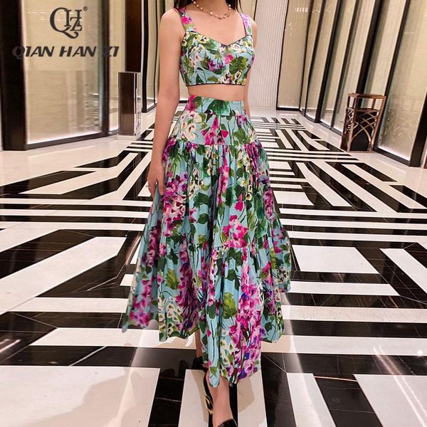 dress qian han zi designer fashion for women summer 2 piece set spaghetti strap short and retro printed long skirt suit set, White
dress qian han zi designer fashion for women summer 2 piece set spaghetti strap short and retro printed long skirt suit set, White