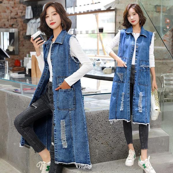 vests long sleeveless denim jacket 2021 new spring autumn personality fashion loose retro vest female trend frayed jeans jaqueta m825, Black;white
vests long sleeveless denim jacket 2021 new spring autumn personality fashion loose retro vest female trend frayed jeans jaqueta m825, Black;white