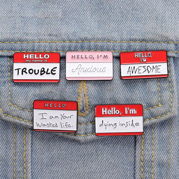 hello i'm awesome enamel pins custom my name is trouble better than you brooch lapel badge funny dialog box slogan jewelry, Blue
hello i'm awesome enamel pins custom my name is trouble better than you brooch lapel badge funny dialog box slogan jewelry, Blue