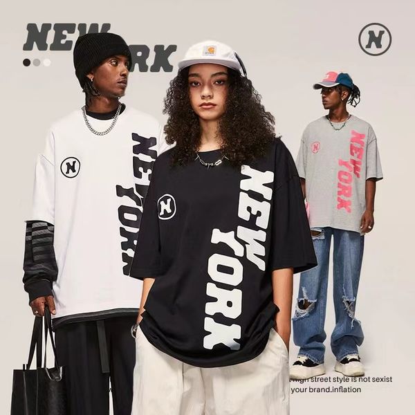 men's t-shirts fashion trend designer style new york letter printing short sleeve 2023 summer new fashion brand street loose cotton wom, White;black
men's t-shirts fashion trend designer style new york letter printing short sleeve 2023 summer new fashion brand street loose cotton wom, White;black