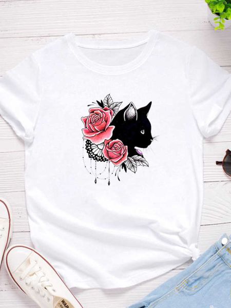 black cat flower print women t shirt short sleeve o neck loose women tshirt ladies fashion tee shirt camisetas mujer, White
black cat flower print women t shirt short sleeve o neck loose women tshirt ladies fashion tee shirt camisetas mujer, White