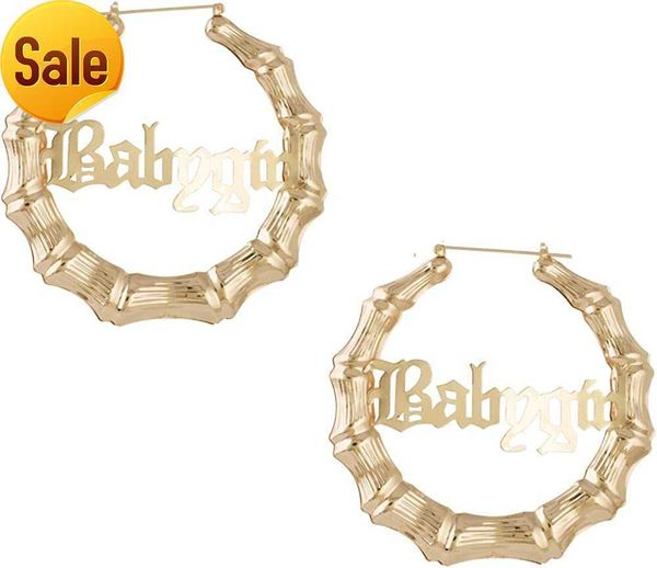 old english font babygirl word 9cm elegant bamboo earrings hip hop style fashion party accessories alloy gem, Silver
old english font babygirl word 9cm elegant bamboo earrings hip hop style fashion party accessories alloy gem, Silver
