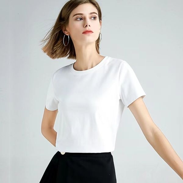 women's t-shirt summer 100% mercerized cotton women silk t-shirts o neck short sleeve loose straight simple casual tees for minimalist, White
women's t-shirt summer 100% mercerized cotton women silk t-shirts o neck short sleeve loose straight simple casual tees for minimalist, White