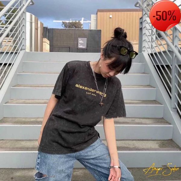 t shirt for women alexander washed old letter embroidery short sleeve t-shirt men and women n02m, White
t shirt for women alexander washed old letter embroidery short sleeve t-shirt men and women n02m, White