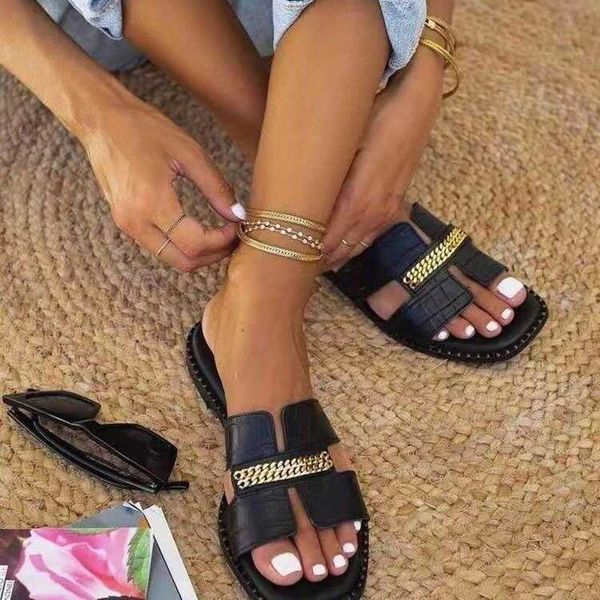 slippers 2022 new summer fashion designer women flat flip flops double chain sandal slippers women comfort outdoor beach opened toe shoes j2, Black
slippers 2022 new summer fashion designer women flat flip flops double chain sandal slippers women comfort outdoor beach opened toe shoes j2, Black