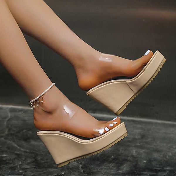 slippers transparent sandals for women summer footwear 2023 new fashionable high heel wedges platform slingback sandal pvc casual j230502, Black
slippers transparent sandals for women summer footwear 2023 new fashionable high heel wedges platform slingback sandal pvc casual j230502, Black