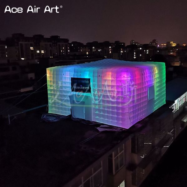 

new arrived inflatable cube marquee tent cubic house building airblown tent for with led lights for outdoor large event/night club