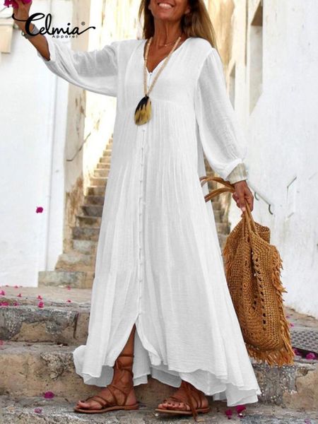 dresses bohemian women summer long dress celmia elegant v neck single breasted casual puff sleeve maxi robes leisure vestido with lining, Black;gray
dresses bohemian women summer long dress celmia elegant v neck single breasted casual puff sleeve maxi robes leisure vestido with lining, Black;gray