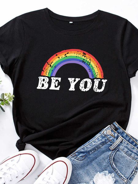 be you rainbow print t shirt women short sleeve o neck loose tshirt summer women causal tee shirt camisetas, White
be you rainbow print t shirt women short sleeve o neck loose tshirt summer women causal tee shirt camisetas, White