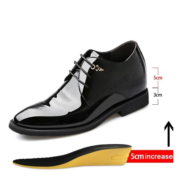 new 3/6/8 cm elevator men dress shoes patent leather men height increase formal shoes pointed business men oxfords suit shoes, Black
new 3/6/8 cm elevator men dress shoes patent leather men height increase formal shoes pointed business men oxfords suit shoes, Black