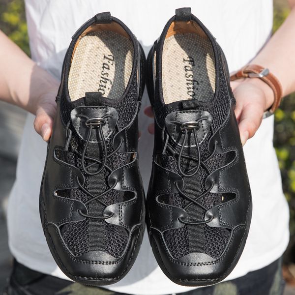 sandals casual fashion soft trail running shoes men sandals male tennis sports leather mesh outdoor hiking shoes, Black
sandals casual fashion soft trail running shoes men sandals male tennis sports leather mesh outdoor hiking shoes, Black