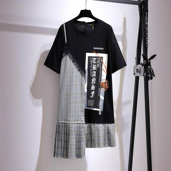 dresses 150kg plus size women's summer stitching plaid tshirt dress bust 156cm 6xl 7xl 8xl 9xl 10xl loose pleated fake twopiece dress, Black
dresses 150kg plus size women's summer stitching plaid tshirt dress bust 156cm 6xl 7xl 8xl 9xl 10xl loose pleated fake twopiece dress, Black