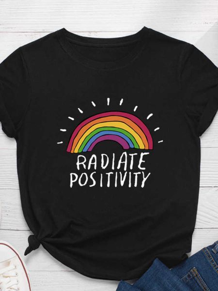 radiate positivity rainbow print women t shirt short sleeve o neck loose women tshirt ladies tee shirt camisetas mujer, White
radiate positivity rainbow print women t shirt short sleeve o neck loose women tshirt ladies tee shirt camisetas mujer, White