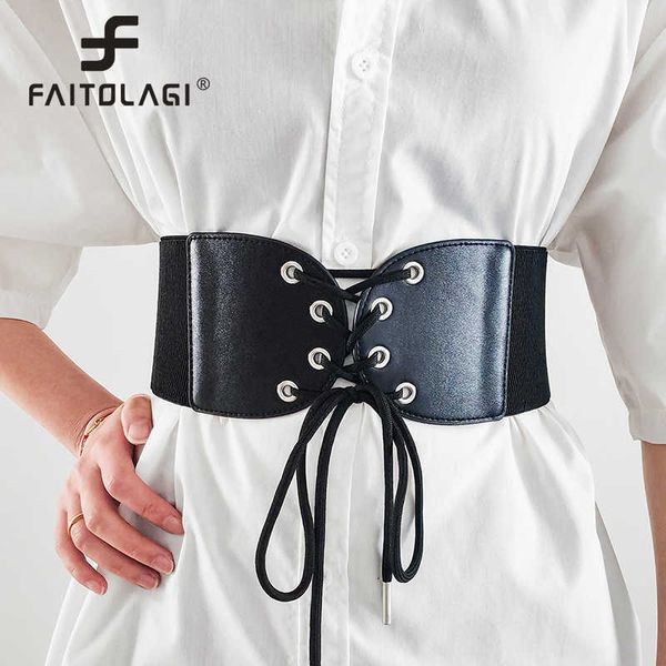 

other fashion accessories high waist bandage women wide corset belt female elastic waistband retro pu leather girdle belts for coat dress fe, Silver